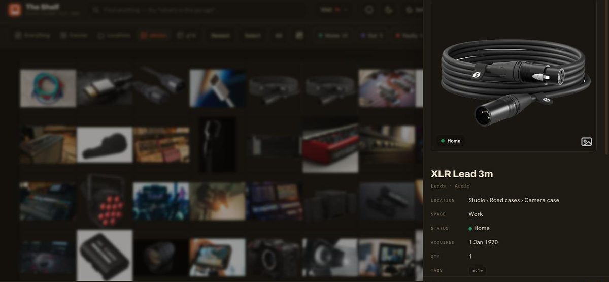 An item in The Shelf showing photo, location, status and tags